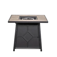 40,000 Btu Steel Propane Gas Fire Pit Table With Steel Lid, Weather Cover