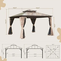 12'x12' Hardtop Gazebo with Polycarbonate Roof & Curtains