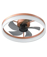 Streamdale Furniture Ceiling Fans With Lights Dimmable Led Embedded Installation Of Thin Modern Ceiling Fans(Rose Gold)