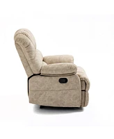 Large Manual Recliner Chair In Fabric For Living Room, Beige