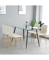 Simplie Fun Beige fabric dining chairs with metal legs (set of 4)