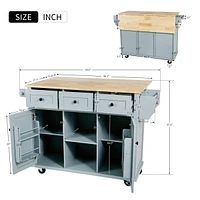 Simplie Fun Blue Kitchen Cart with Drop-Leaf Countertop and Storage