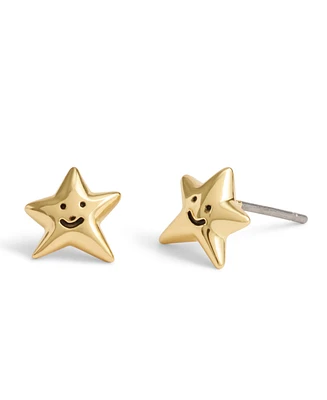 Coach Gold Smiley Star Stud Earrings