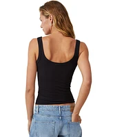 Cotton On Women's Staple Rib Double Scoop Tank