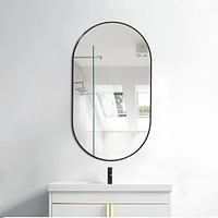 Simplie Fun Wall Mounted Mirror, 36"X 18" Oval Bathroom Mirror, Vanity Wall Mirror with Stainless