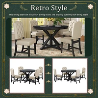 Retro-Style Dining Set with Extendable Table & 4 Chairs