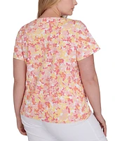 Hearts Of Palm Plus Size Printed Essentials Short Sleeve Top