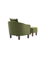 Simplie Fun Accent Chair With Ottoman, Mid Century Modern Barrel Chair Upholstered Club Tub Round Arms