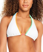 Sanctuary Women's Contrast-Trim Slider Triangle Bikini Top