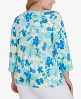 Hearts Of Palm Plus Size Feeling The Lime 3/4 Sleeve Top