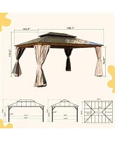 Streamdale Furniture 12x16FT Hardtop Gazebo with Polycarbonate Roof & Curtains