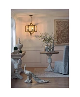 Wood Drum Chandelier, Adjustable Chain, Bulb Not Included