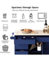 Rubber Wood Countertop Kitchen Cart with 8 Drawers