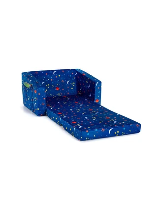 Slickblue 2-in-1 Convertible Kids Sofa Chair with Velvet Fabric