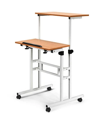 Slickblue 2 in 1 Height Adjustable Sit Standing Computer Desk