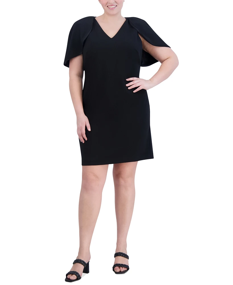 Jessica Howard Plus Size V-Neck Cape-Sleeve Sheath Dress