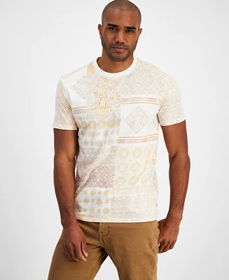 Guess Men's Rio Short Sleeve Crewneck Patchwork Print T-Shirt