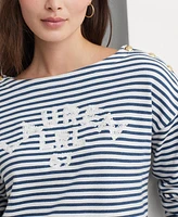 Lauren Ralph Women's Embroidered Striped Top