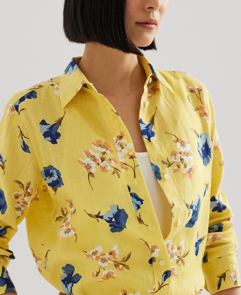 Lauren Ralph Women's Floral Roll-Tab Shirt