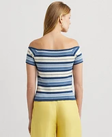 Lauren Ralph Women's Striped Off-The-Shoulder Sweater