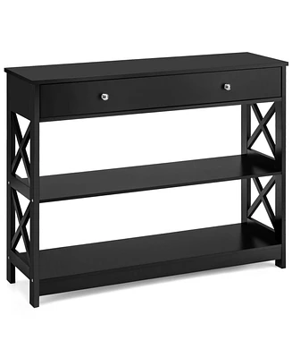 Slickblue 3-Tier Console Table with Drawers for Living Room Entryway
