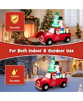 Slickblue 8 Feet Wide Inflatable Santa Claus Driving a Car with Led and Air Blower