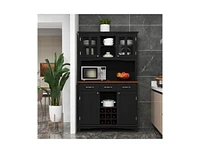 Slickblue Kitchen Storage Cabinet Cupboard with Wine Rack and Drawers