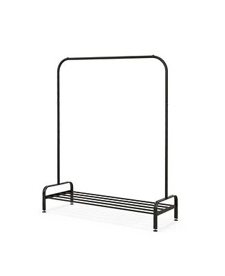 Slickblue Heavy Duty Clothes Stand Rack with Top Rod and Lower Storage Shelf