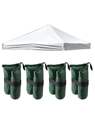 10x10 Ft Outdoor Event Pop Up Shelter Tent Top Replacement with 4 Set Sand Bag