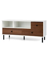 Slickblue Mid-Century Tv Stand for 50-inch TVs with 2 Cubbies and 3 Drawers