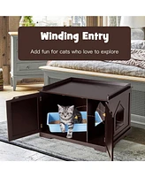 Slickblue Cat Litter Box Enclosure with Double Doors for Large and Kitty