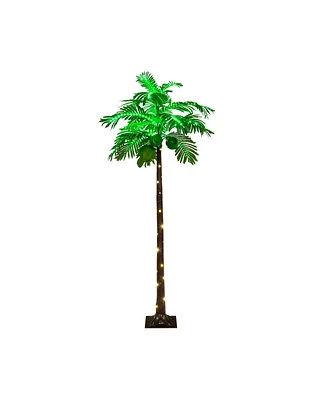 Slickblue 6 Ft Led Lighted Artificial Palm Tree Hawaiian Style Tropical with Water Bag