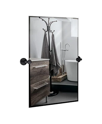 Hamilton Hills Frameless Pivot Mirrors for Bathrooms with Rounded Wall Brackets Tilting and Wall Mounted Vanity Hangs Horizontally and Vertically
