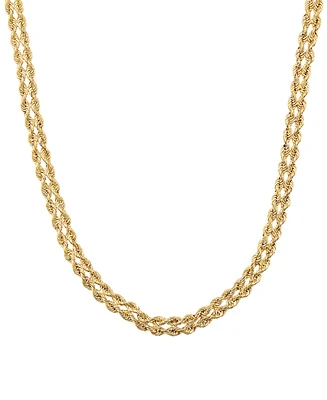 Polished Double Row Rope Link 18" Chain Necklace in 10k Gold