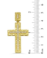 Men's Diamond Textured Cross Pendant (1/4 ct. t.w.) in 10k gold