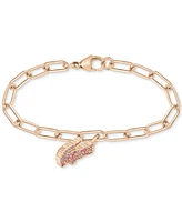 Lacoste Multicolor Crystal Crocodile Paperclip Link Chain Bracelet