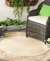 Safavieh Courtyard CY1551 Natural and Brown 5'3" x 5'3" Round Outdoor Area Rug