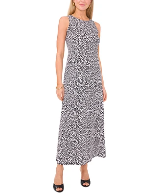 Vince Camuto Women's Floral Crewneck Back Keyhole Sleeveless Dress