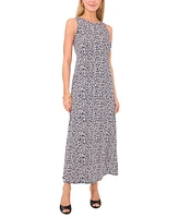 Vince Camuto Women's Floral Crewneck Back Keyhole Sleeveless Dress