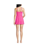 Lands' End Women's Chlorine Resistant Tulip Wrap Swim Dress One Piece Swimsuit