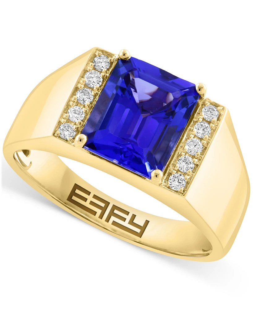 Effy Men's Tanzanite (3-1/3 ct. t.w.) & Diamond (1/6 ct. t.w.) Ring in 14k Gold