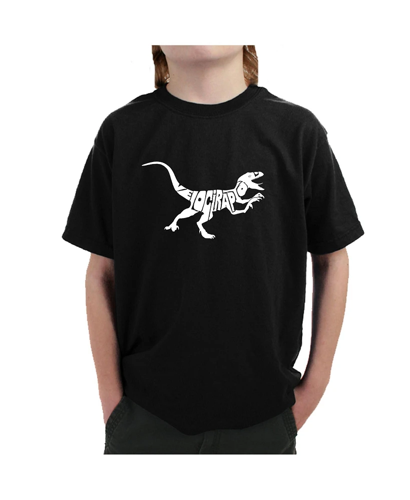 La Pop Art Boys Word T-shirt - Velociraptor