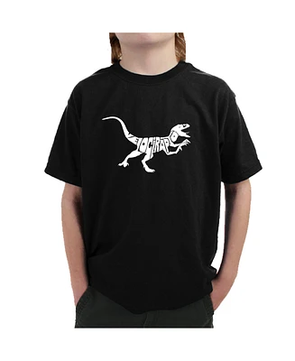 La Pop Art Boys Word Art T-shirt - Velociraptor