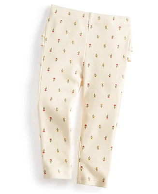 First Impressions Baby Girls Felicity Field Floral-Print Ribbed Ruffled-Back Leggings, Created for Macy's