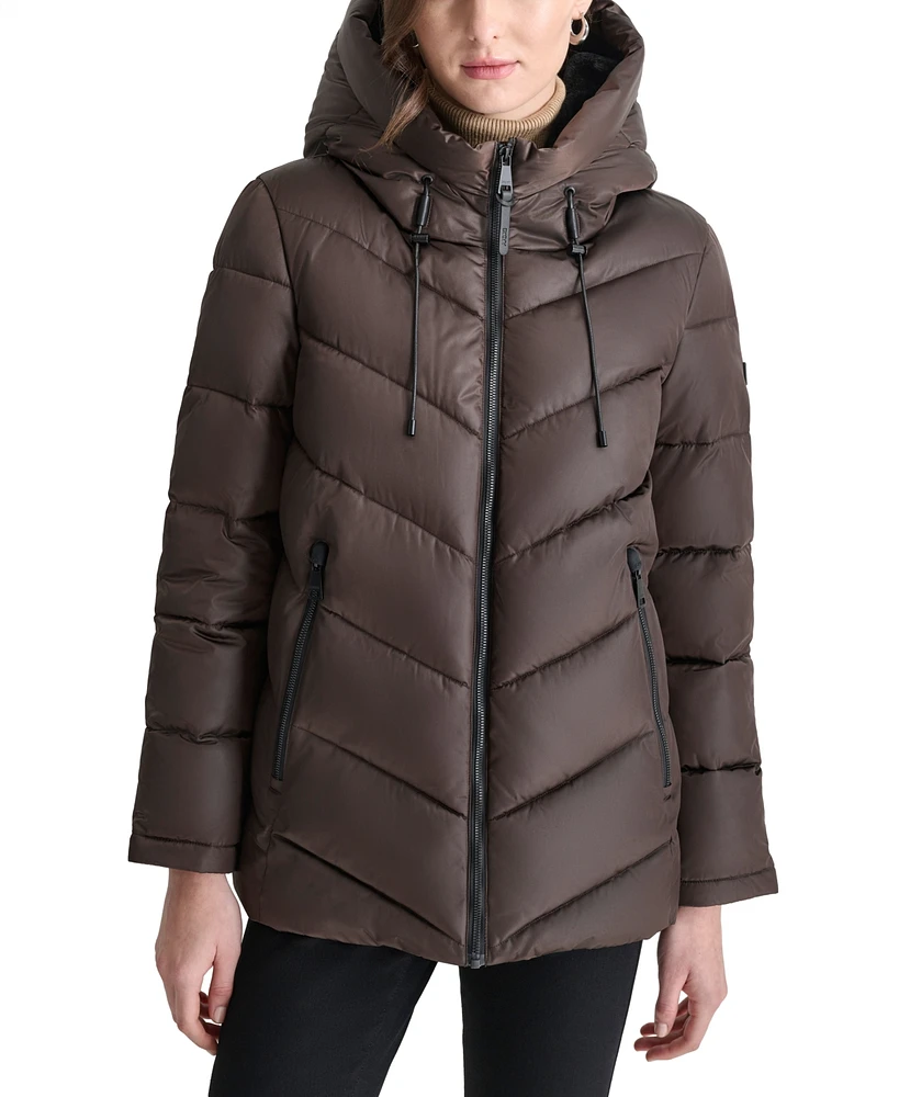 Dkny Women's Hooded Zip-Front Puffer Coat