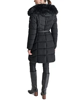 Dkny Women's Bibbed Faux-Fur-Trim Hooded Puffer Coat