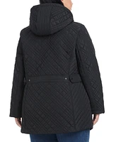 Jones New York Plus Hooded Stand-Collar Quilted Coat