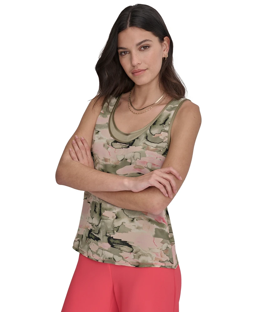 Dkny Women's Crewneck Layered-Look Sleeveless Top