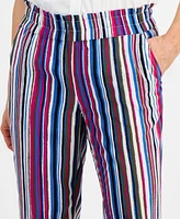 Jones New York Petite High Rise Striped Pull-On Pants