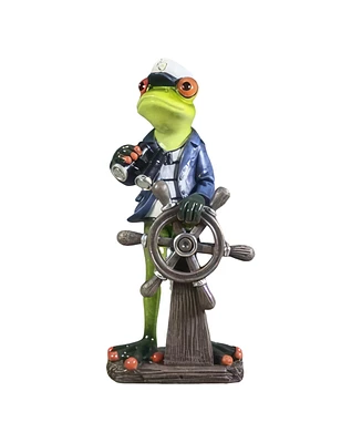 Fc Design 7.5"H Frog Captain Steering and Holding Binoculars Figurine Decoration Home Decor Perfect Gift for House Warming, Holidays and Birthdays